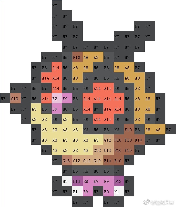 宝可梦拼豆图纸 第二代100只（色号Mard）