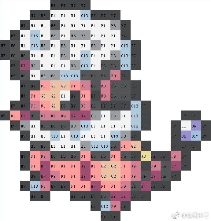宝可梦拼豆图纸 第二代100只（色号Mard）