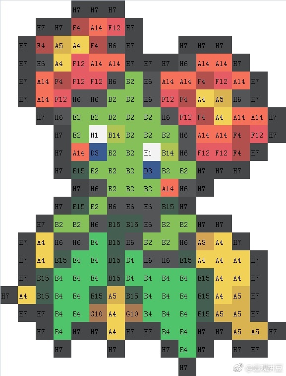 宝可梦拼豆图纸 第二代100只（色号Mard）