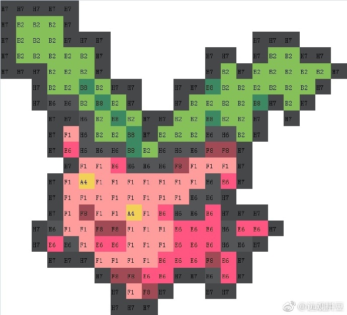 宝可梦拼豆图纸 第二代100只（色号Mard）