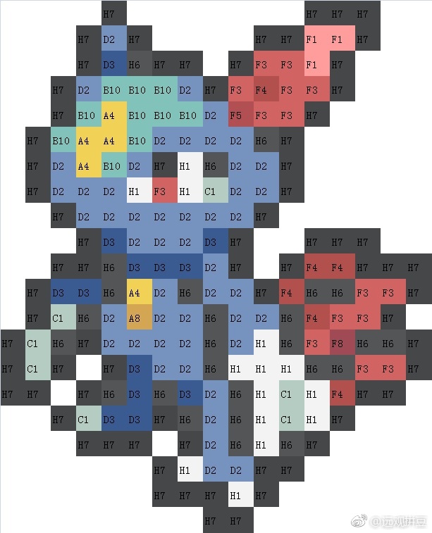宝可梦拼豆图纸 第二代100只（色号Mard）