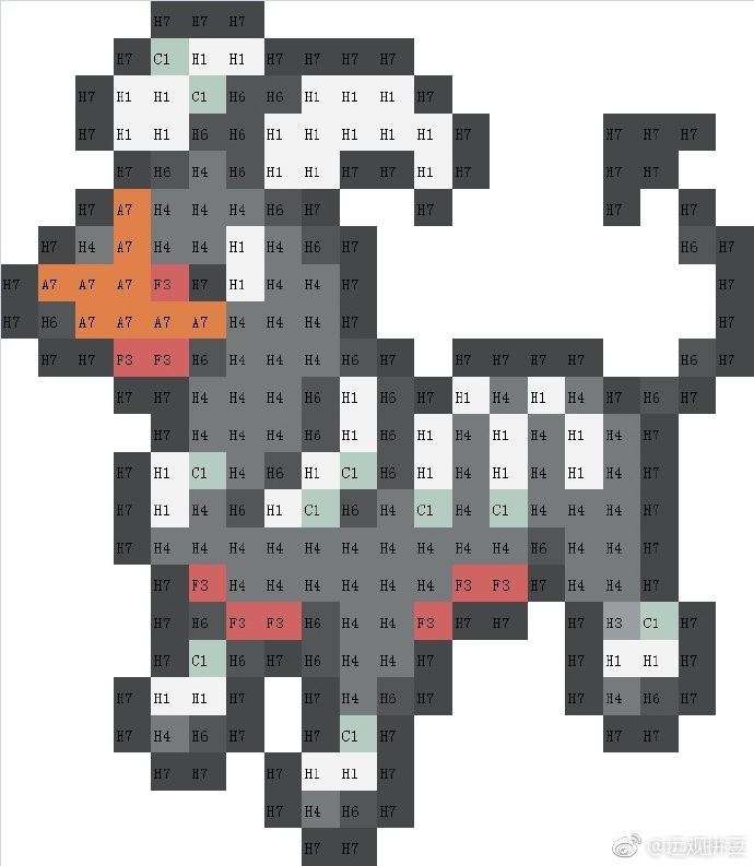 宝可梦拼豆图纸 第二代100只（色号Mard）