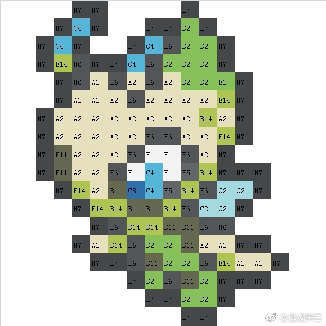 宝可梦拼豆图纸 第二代100只（色号Mard）