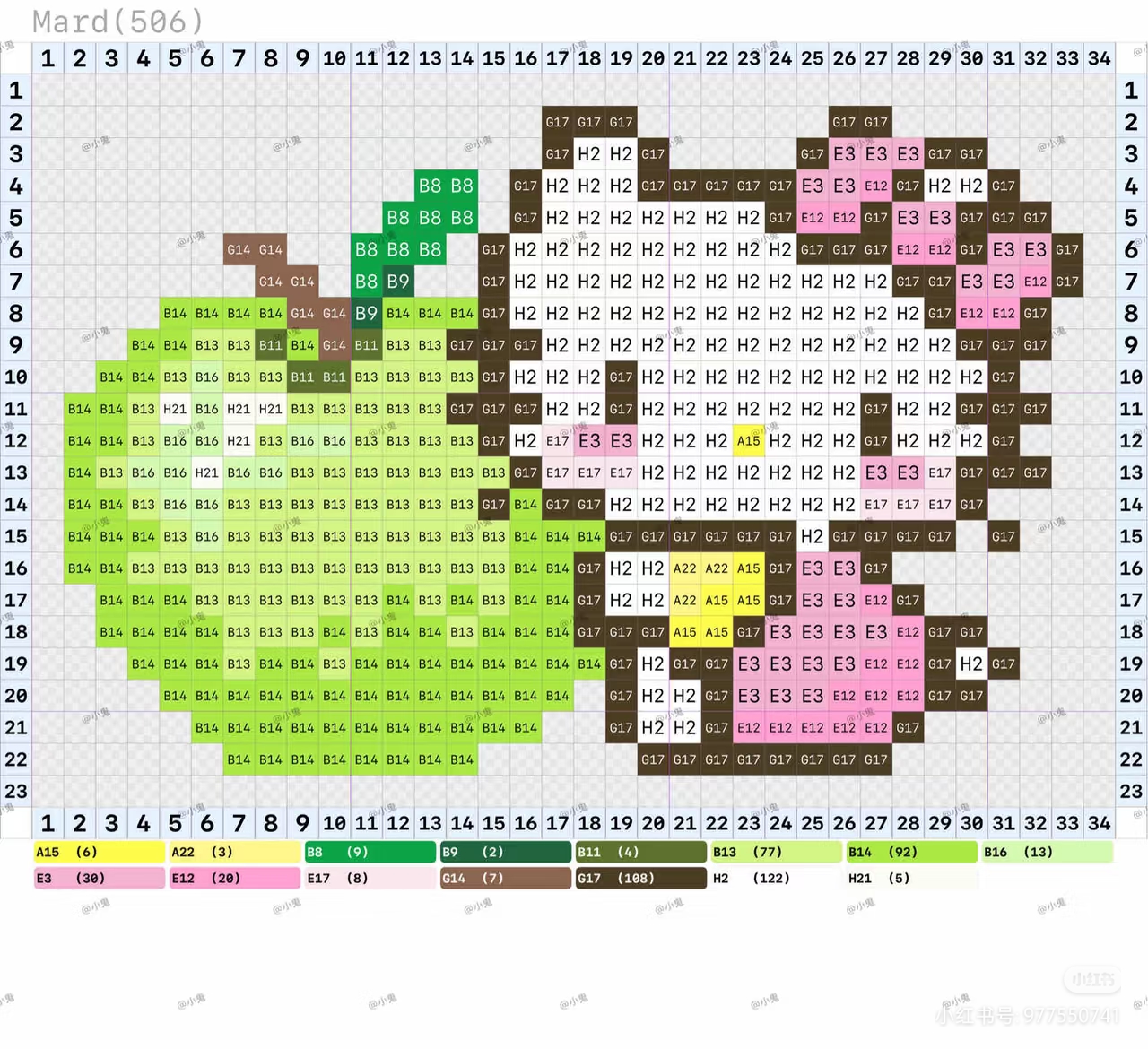 拼豆图纸 HelloKitty手捧鲜花