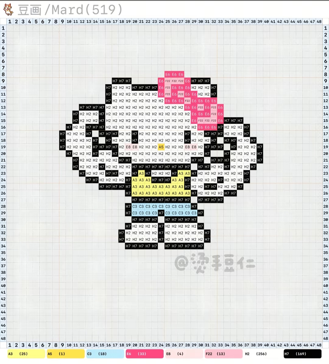 拼豆图纸 上班族版kitty