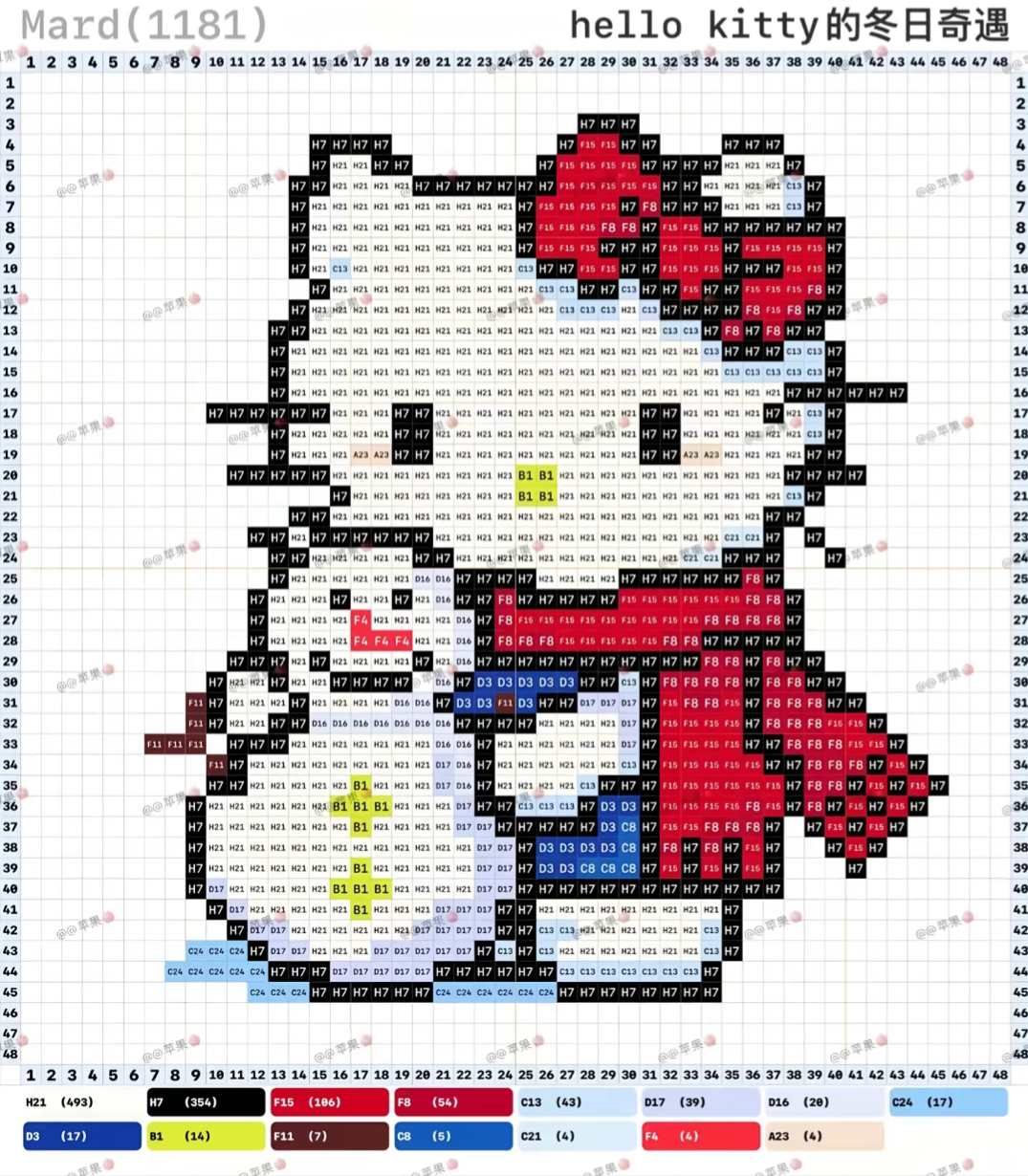 拼豆图纸 圣诞hello kitty