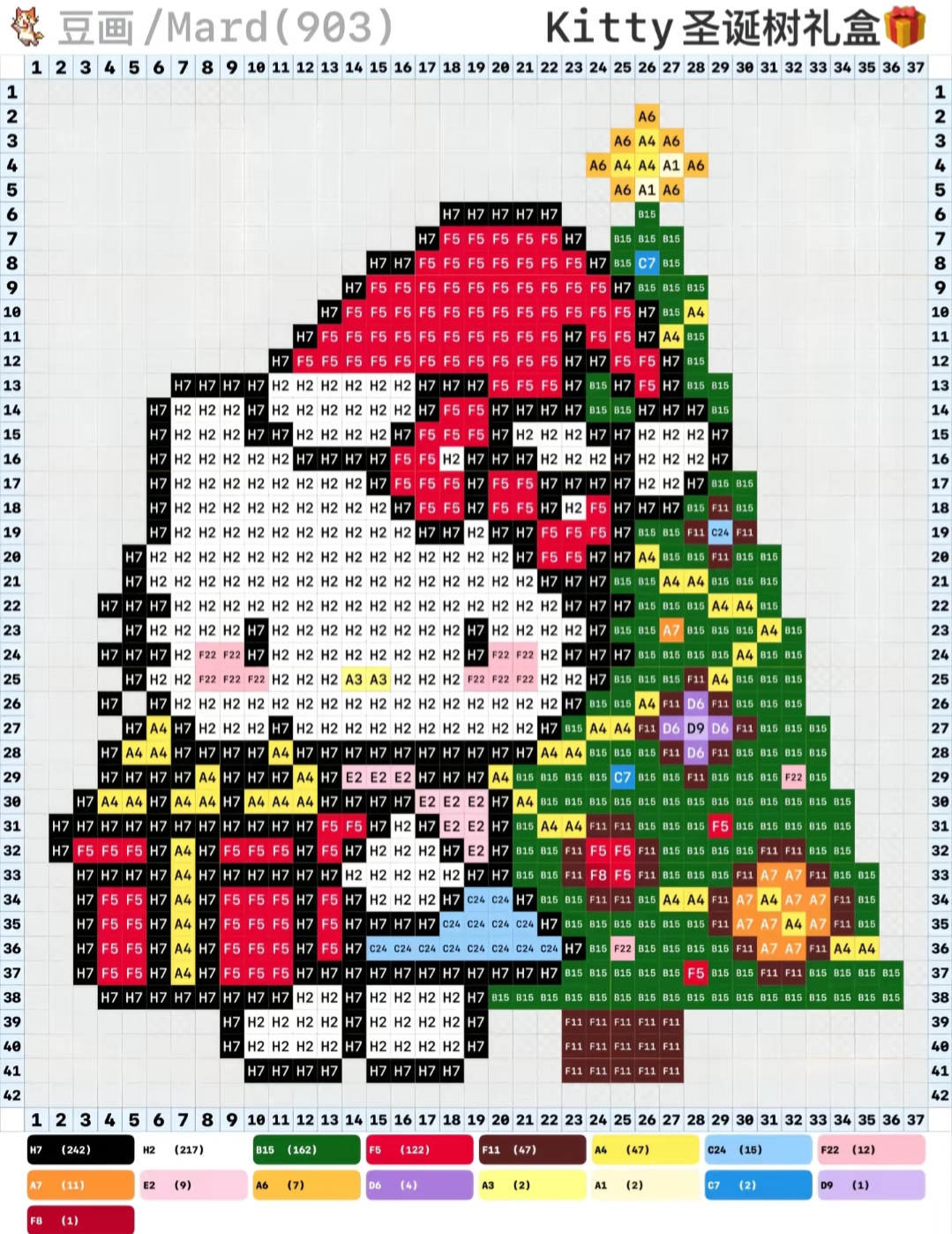 拼豆图纸 圣诞hello kitty