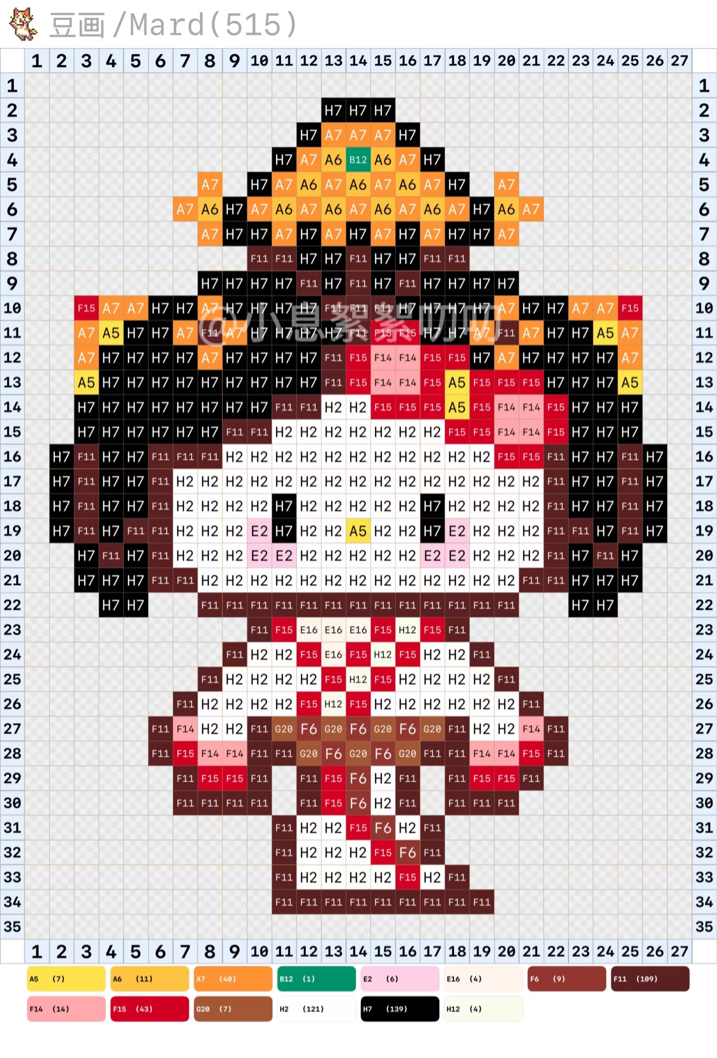 拼豆图纸 战国袍 hello kitty