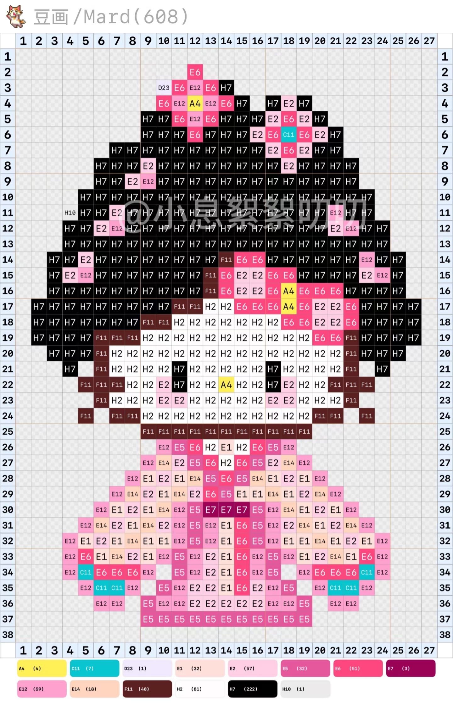 拼豆图纸 战国袍 hello kitty