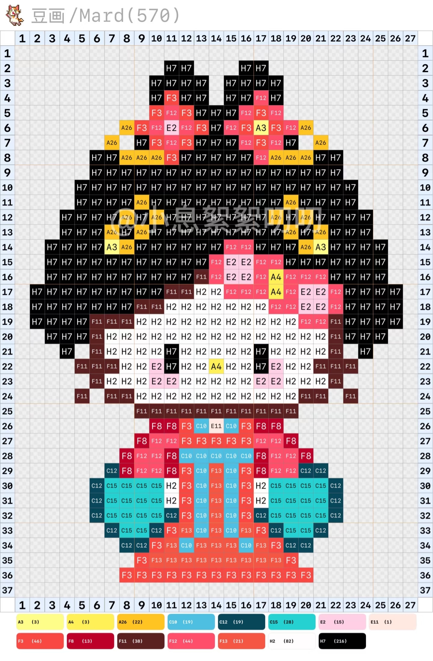 拼豆图纸 战国袍 hello kitty