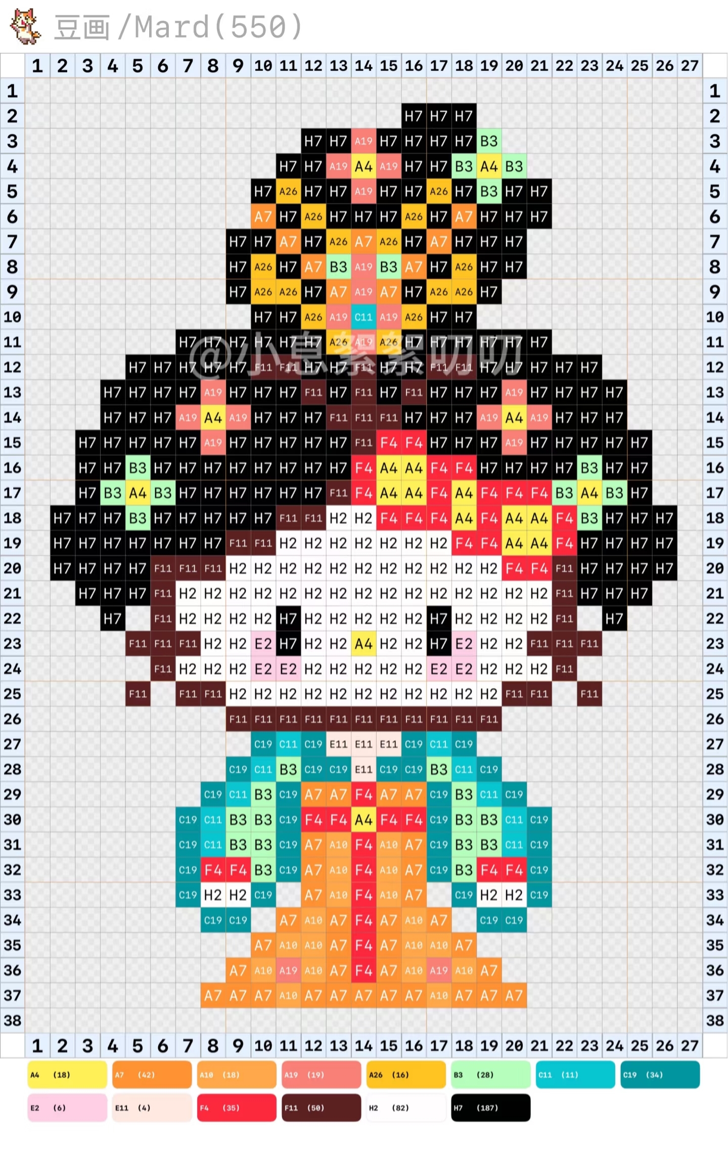 拼豆图纸 战国袍 hello kitty