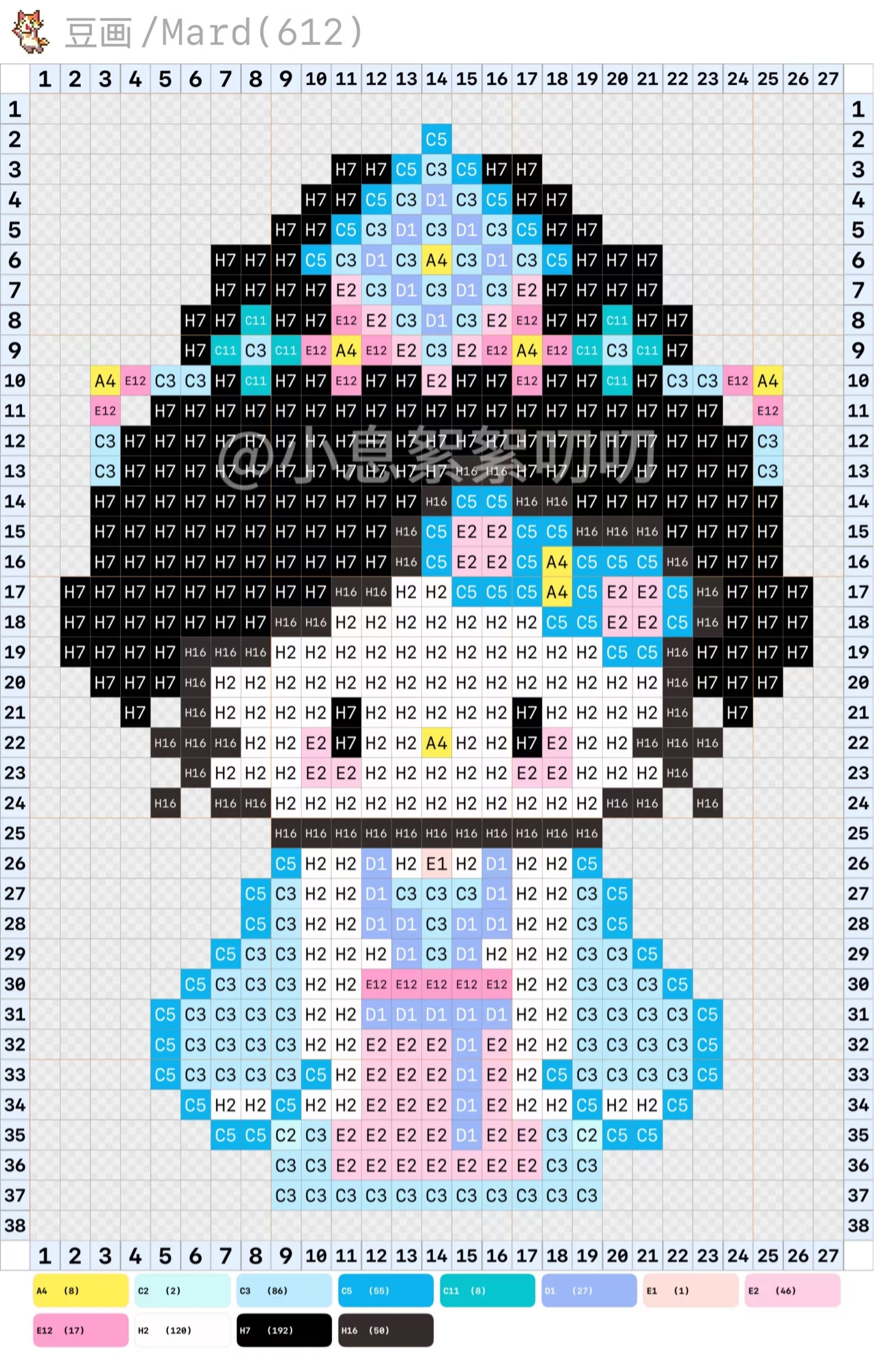 拼豆图纸 战国袍 hello kitty