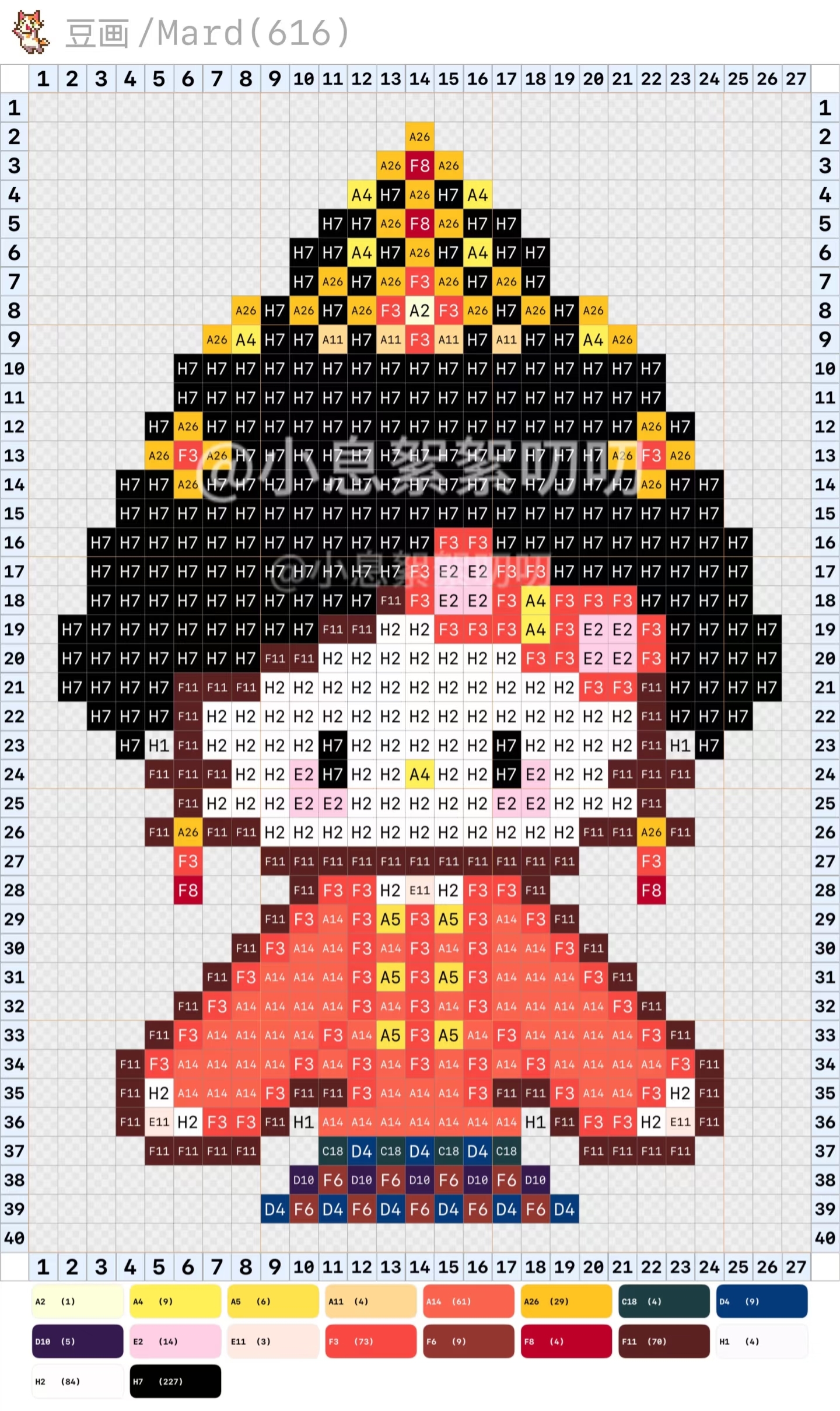 拼豆图纸 战国袍 hello kitty