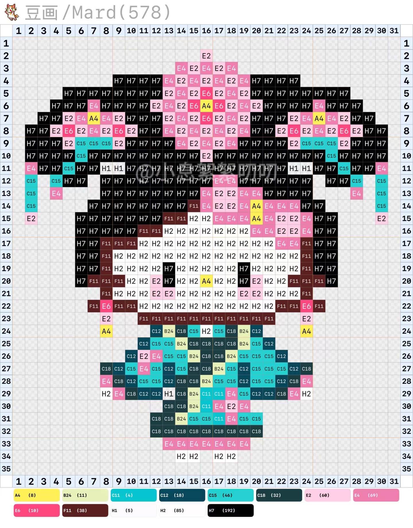拼豆图纸 战国袍 hello kitty