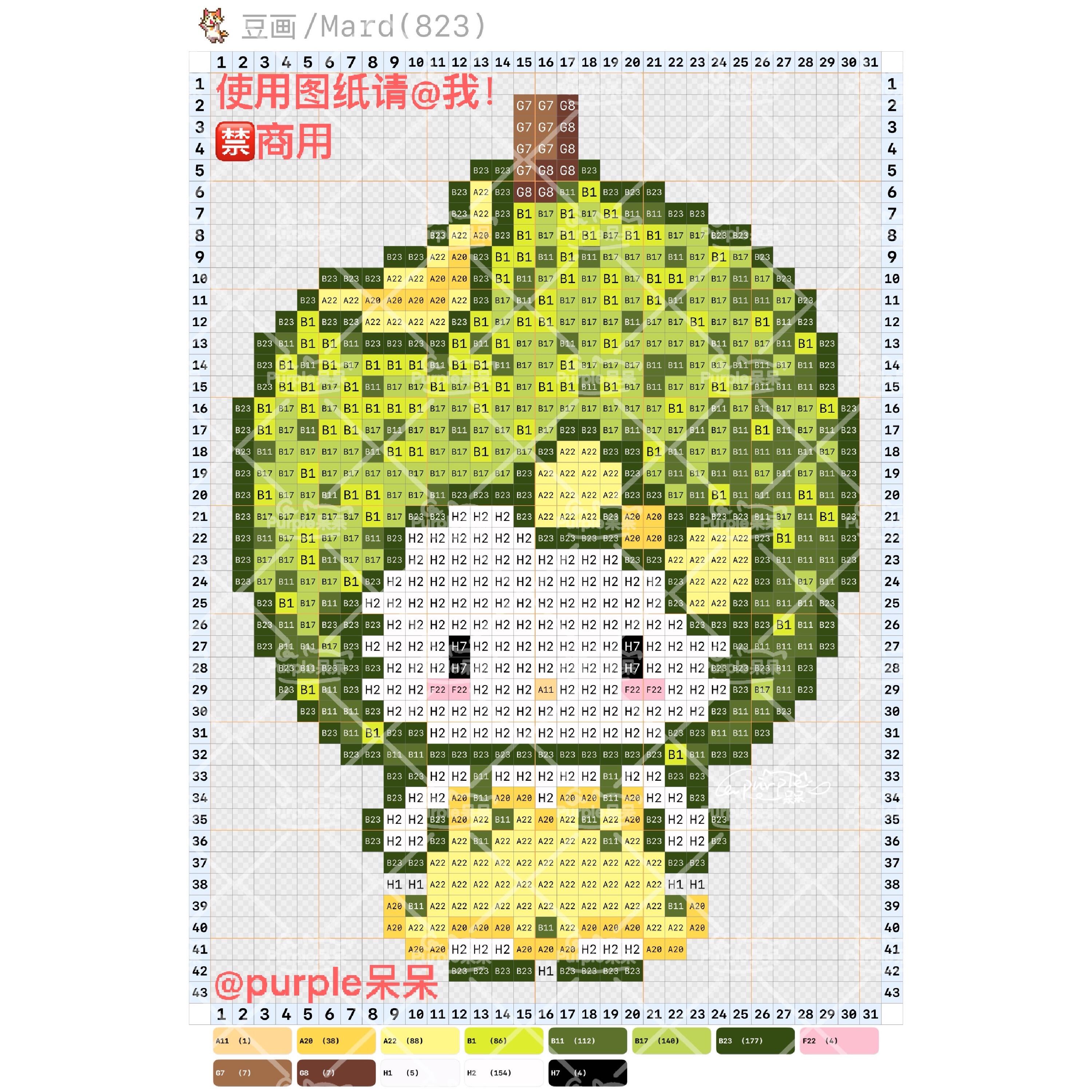 拼豆图纸 水果kitty