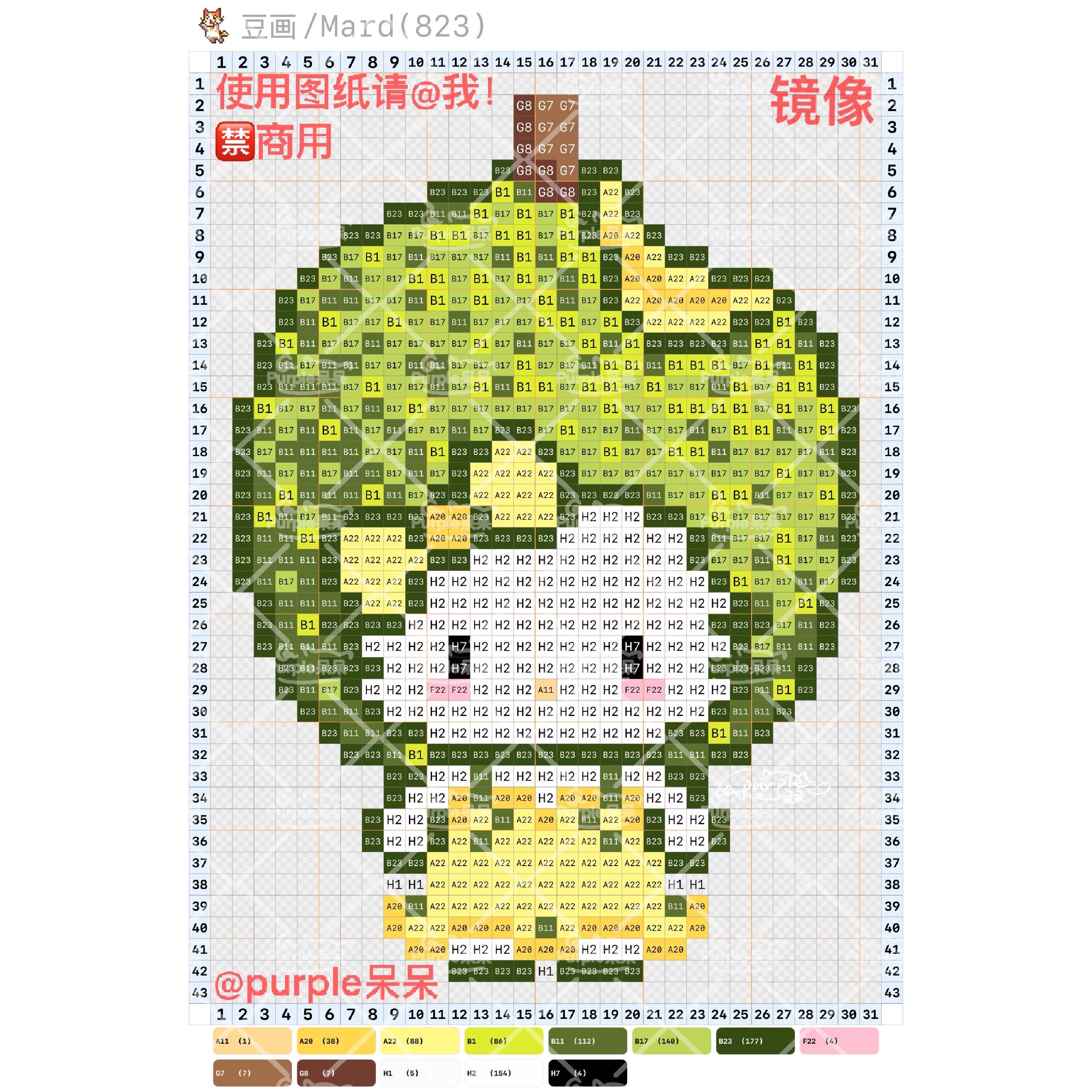 拼豆图纸 水果kitty