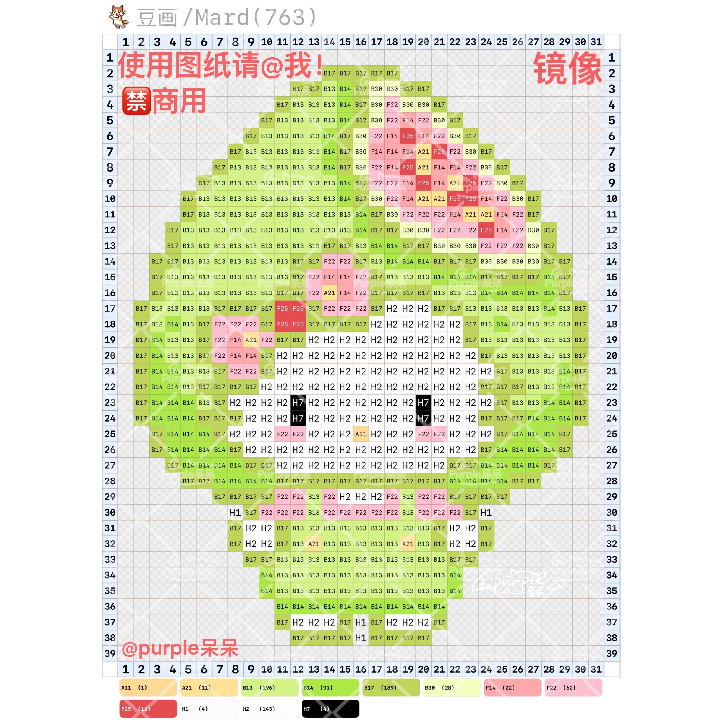 拼豆图纸 水果kitty