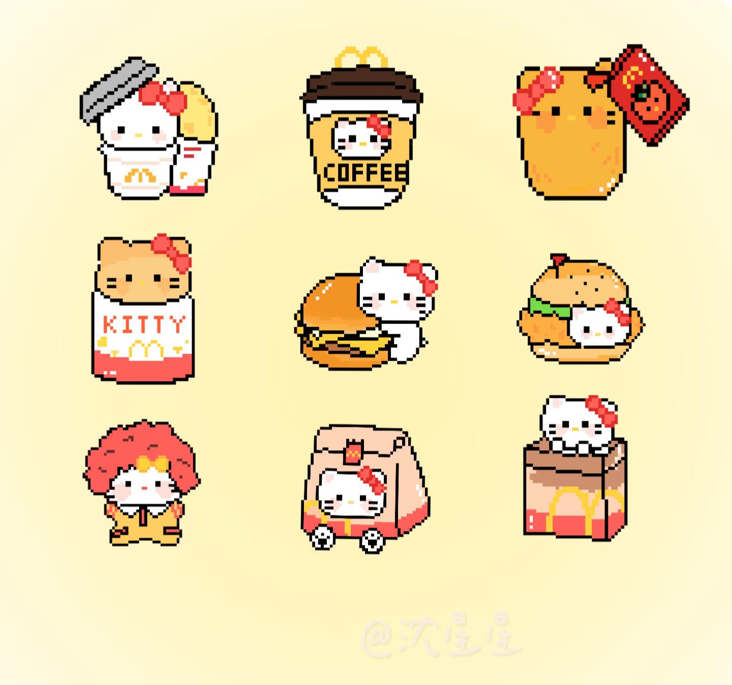 拼豆图纸 麦当劳kitty